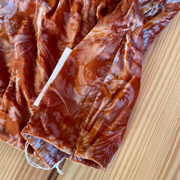 NWT Acne Studios Women's Orange Floral Velvet Flared Runway Pants - Picture 8 of 10